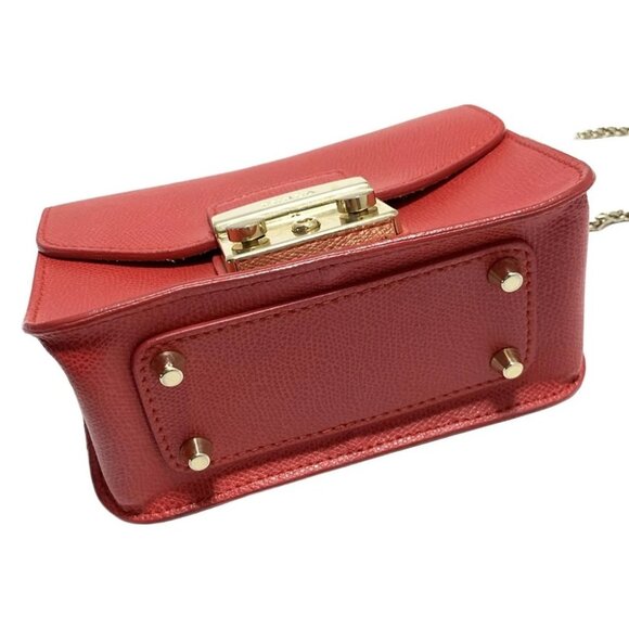 FURLA Metropolis Red Leather Shoulder Bag - Picture 4 of 9